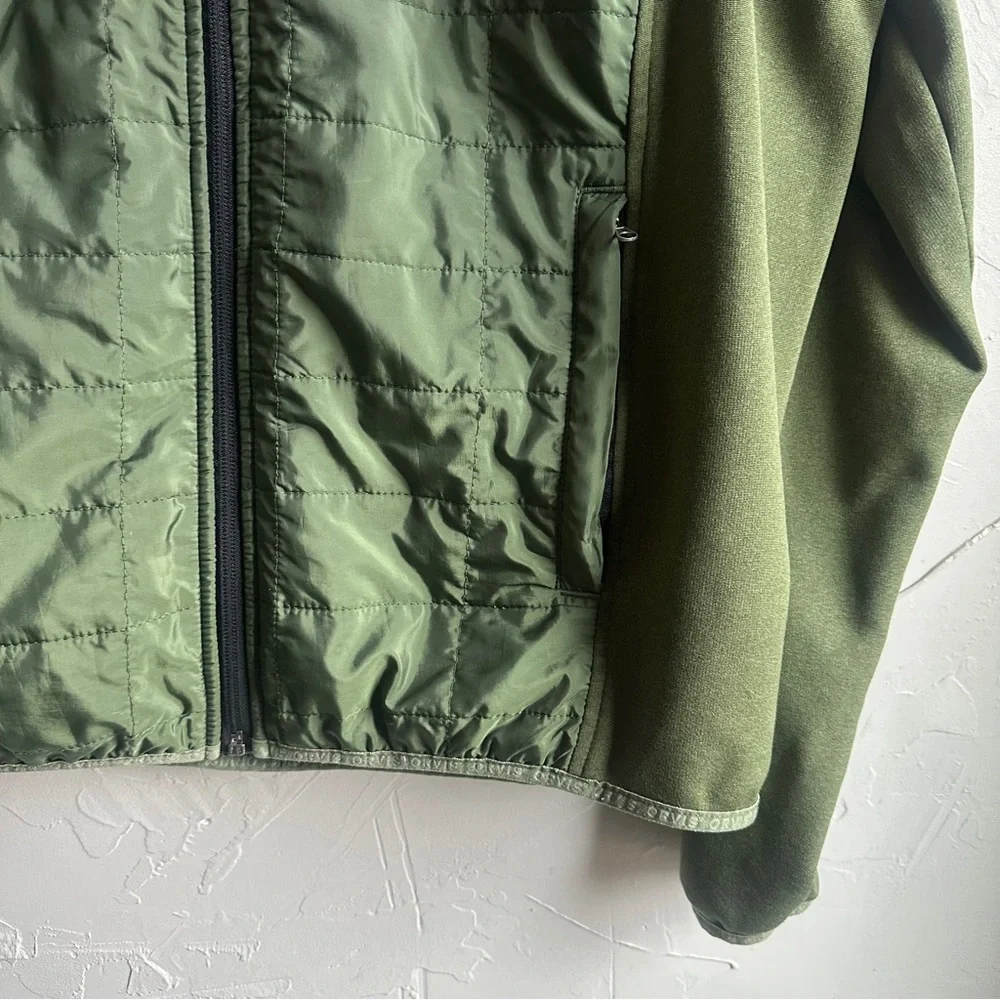 Orvis Green Quilted Jacket Fleece Hybrid Outdoor Gorpcore‎ Utility Zip Up Hiking